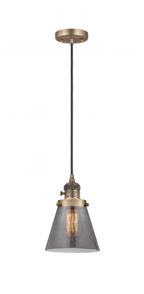 Cone - 1 Light - 6 inch - Brushed Brass - Cord hung - Mini Pendant