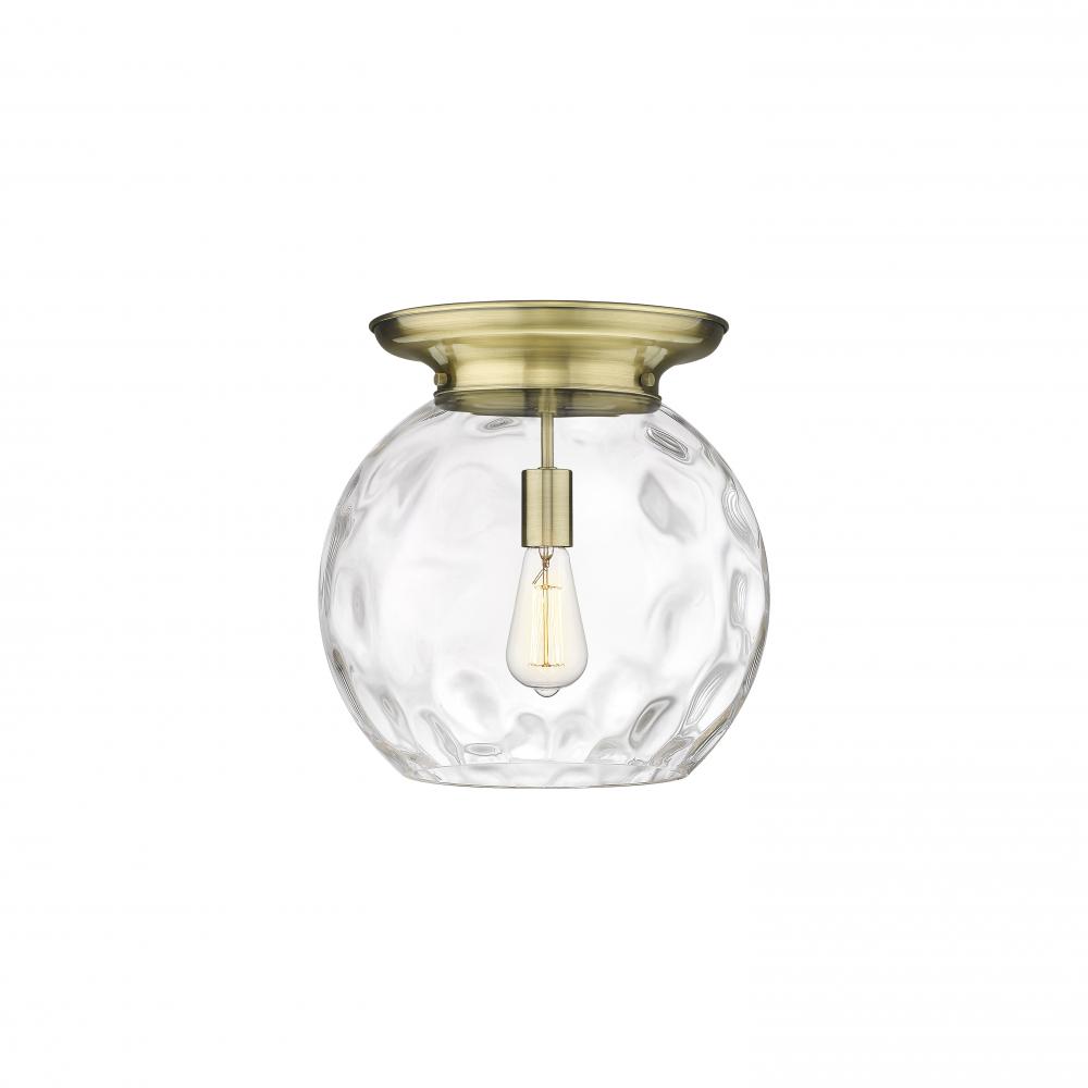 Athens Water Glass - 1 Light - 13 inch - Antique Brass - Flush Mount