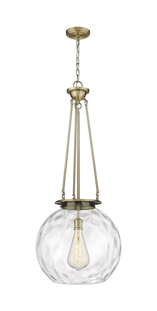 Athens Water Glass - 1 Light - 18 inch - Antique Brass - Chain Hung - Pendant