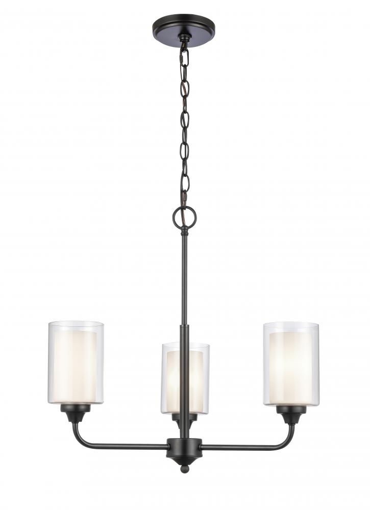 Fairbank - 3 Light - 22 inch - Matte Black - Chain Hung - Pendant