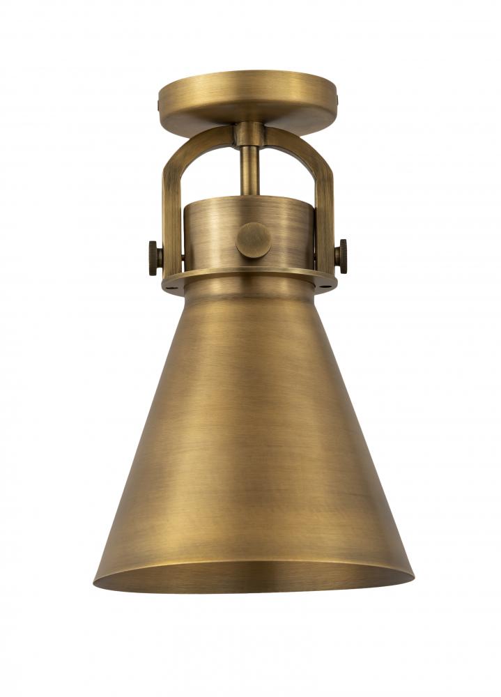 Newton Cone - 1 Light - 8 inch - Brushed Brass - Flush Mount