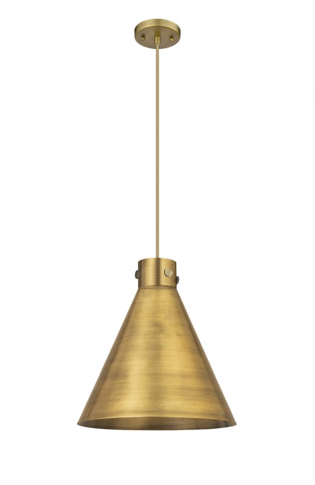 Newton Cone - 1 Light - 16 inch - Brushed Brass - Cord hung - Pendant