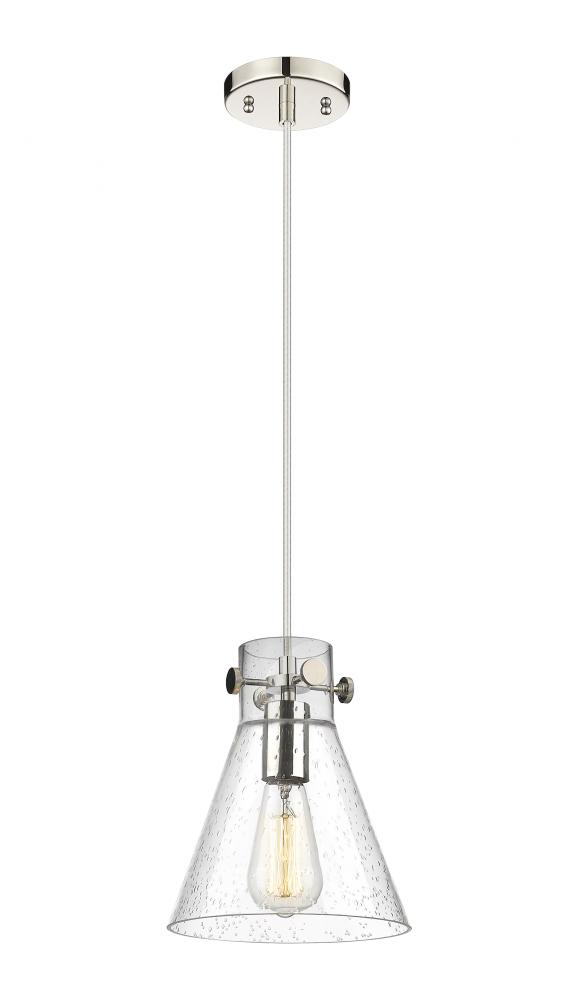 Newton Cone - 1 Light - 8 inch - Polished Nickel - Cord hung - Pendant