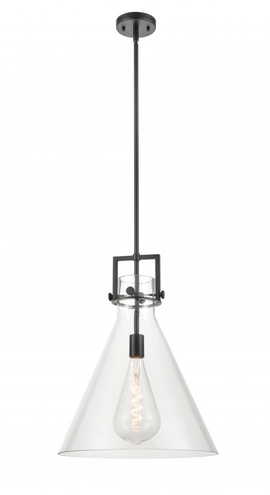 Newton Cone - 1 Light - 16 inch - Matte Black - Cord hung - Pendant