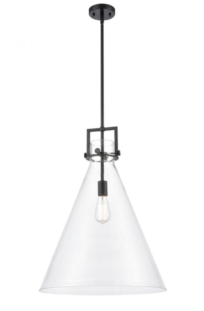 Newton Cone - 1 Light - 18 inch - Matte Black - Cord hung - Pendant
