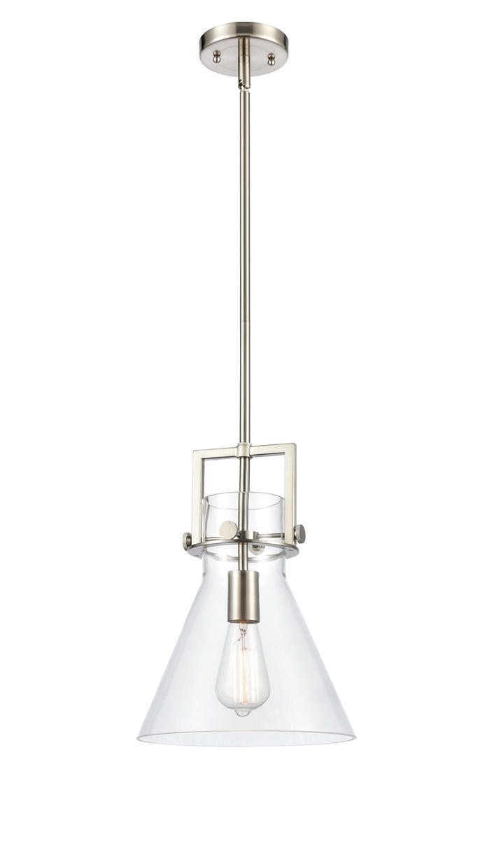 Newton Cone - 1 Light - 10 inch - Brushed Satin Nickel - Stem Hung - Mini Pendant