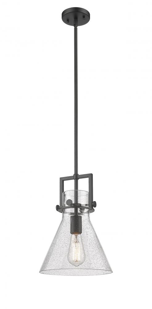 Newton Cone - 1 Light - 10 inch - Matte Black - Stem Hung - Mini Pendant