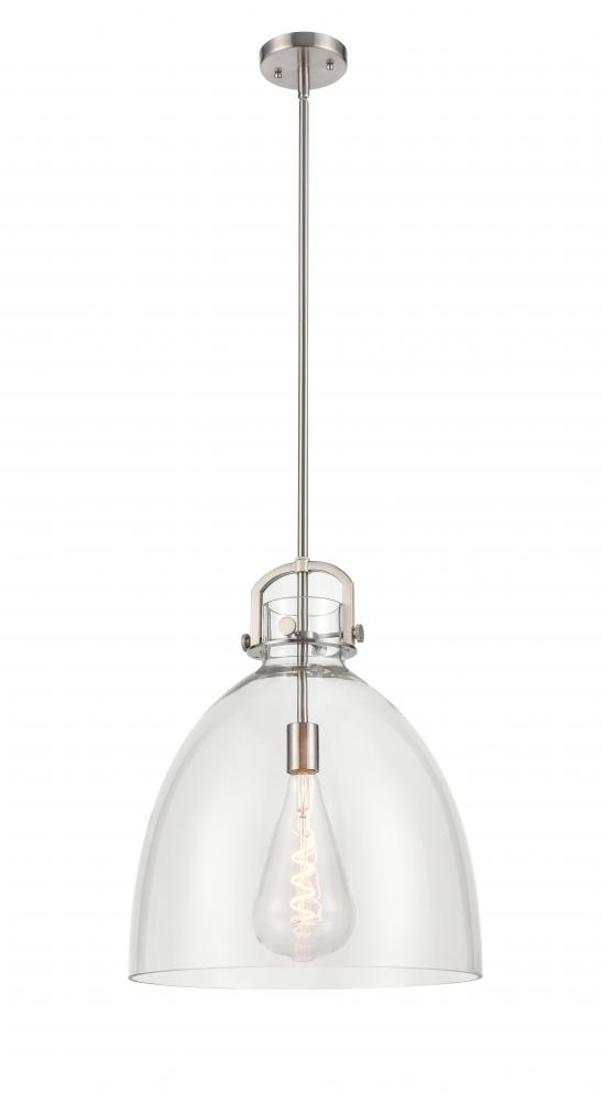 Newton Bell - 1 Light - 16 inch - Brushed Satin Nickel - Cord hung - Pendant
