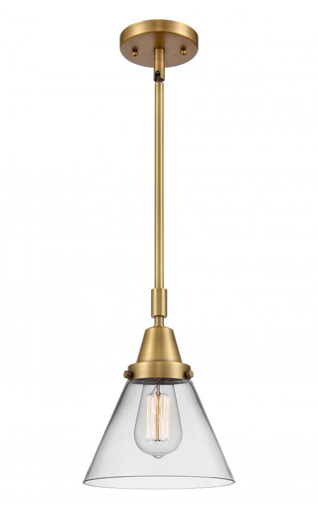 Cone - 1 Light - 8 inch - Brushed Brass - Mini Pendant