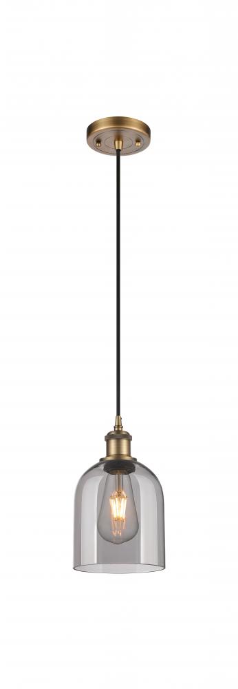 Bella - 1 Light - 6 inch - Brushed Brass - Cord hung - Mini Pendant