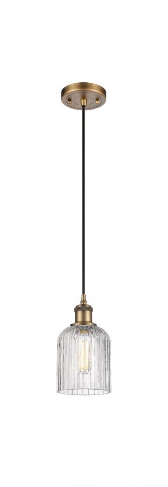 Bridal Veil - 1 Light - 5 inch - Brushed Brass - Cord hung - Mini Pendant