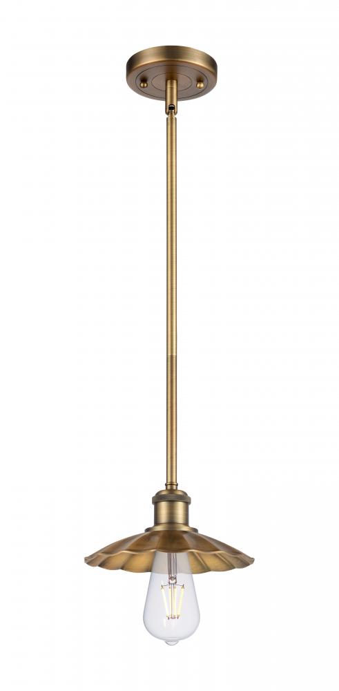 Scallop - 1 Light - 8 inch - Brushed Brass - Mini Pendant