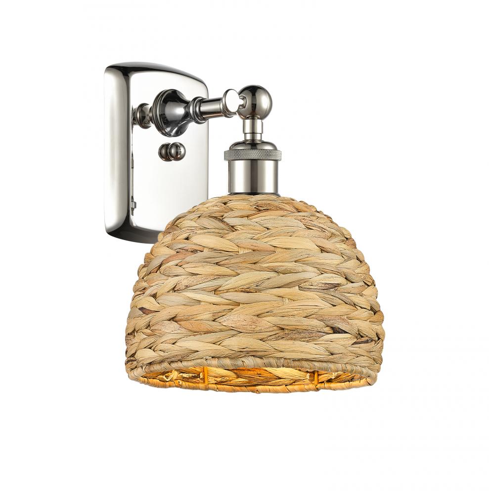 Woven Rattan - 1 Light - 8 inch - Polished Nickel - Sconce