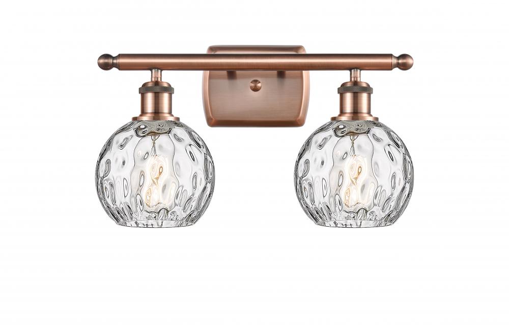 Athens Water Glass - 2 Light - 16 inch - Antique Copper - Bath Vanity Light