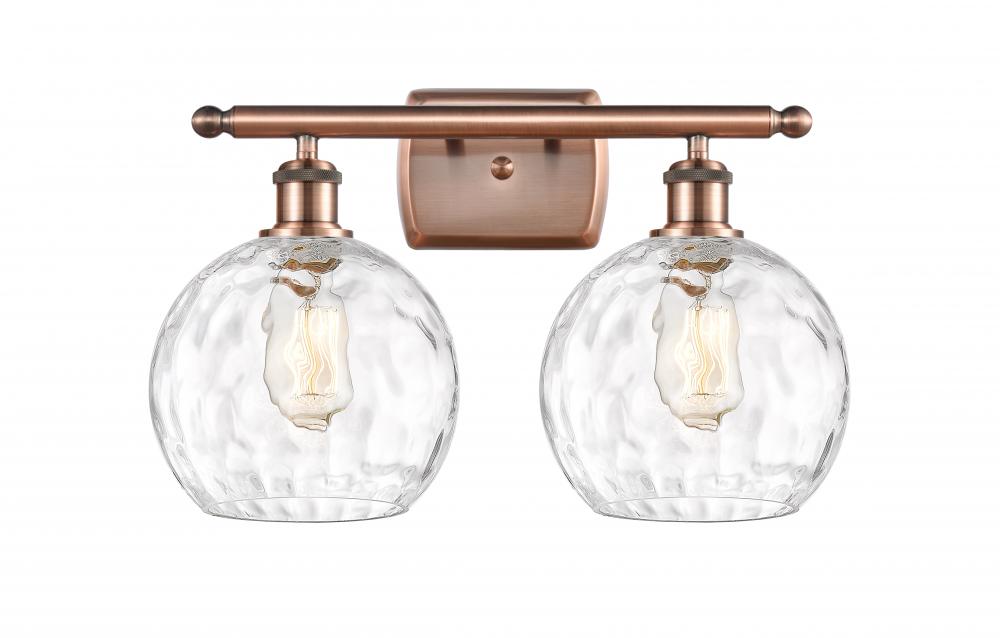 Athens Water Glass - 2 Light - 18 inch - Antique Copper - Bath Vanity Light