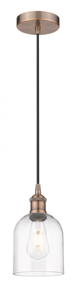 Bella - 1 Light - 6 inch - Antique Copper - Cord hung - Mini Pendant