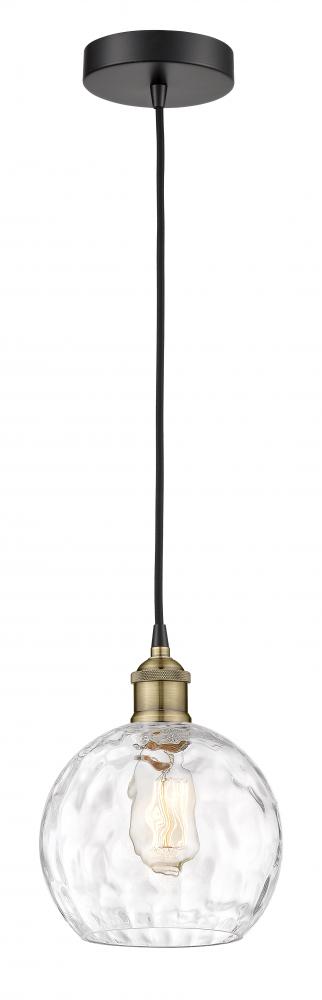 Athens Water Glass - 1 Light - 8 inch - Black Antique Brass - Cord hung - Mini Pendant