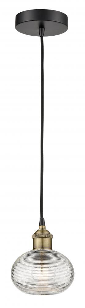 Ithaca - 1 Light - 6 inch - Black Antique Brass - Cord hung - Mini Pendant