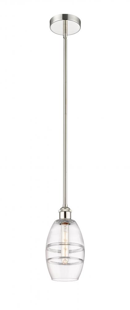 Vaz - 1 Light - 6 inch - Polished Nickel - Cord hung - Mini Pendant