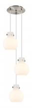 113-410-1PS-SN-G410-8WH - Newton Sphere - 3 Light - 16 inch - Brushed Satin Nickel - Cord hung - Multi Pendant