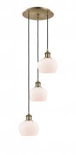  113B-3P-AB-G91 - Fenton - 3 Light - 13 inch - Antique Brass - Cord Hung - Multi Pendant