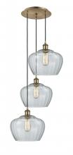  113B-3P-AB-G92-L - Fenton - 3 Light - 18 inch - Antique Brass - Cord Hung - Multi Pendant