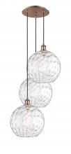Innovations Lighting 113B-3P-AC-G1215-12 - Athens Water Glass - 3 Light - 19 inch - Antique Copper - Cord hung - Multi Pendant