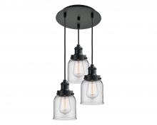  113BK-10BK-1H-BK-G52 - Edison - 3 Light - 10 inch - Matte Black - Cord hung - Multi Pendant