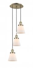  113F-3P-AB-G61 - Cone - 3 Light - 13 inch - Antique Brass - Cord hung - Multi Pendant