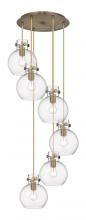  116-410-1PS-BB-G410-8CL - Newton Sphere - 6 Light - 19 inch - Brushed Brass - Multi Pendant