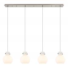  124-410-1PS-SN-G410-8WH - Newton Sphere - 4 Light - 52 inch - Brushed Satin Nickel - Cord hung - Linear Pendant