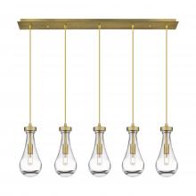  125-451-1P-BB-G451-5CL - Owego - 5 Light - 37 inch - Brushed Brass - Linear Pendant