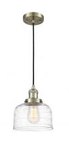  201C-AB-G713-LED - Bell - 1 Light - 8 inch - Antique Brass - Cord hung - Mini Pendant