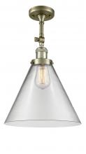  201F-AB-G42-L - Cone - 1 Light - 12 inch - Antique Brass - Semi-Flush Mount