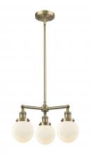  207-AB-G201-6 - Beacon - 3 Light - 19 inch - Antique Brass - Stem Hung - Chandelier