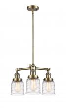  207-AB-G513 - Bell - 3 Light - 19 inch - Antique Brass - Stem Hung - Chandelier