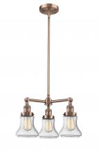  207-AC-G194 - Bellmont - 3 Light - 18 inch - Antique Copper - Stem Hung - Chandelier