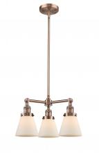  207-AC-G61 - Cone - 3 Light - 19 inch - Antique Copper - Stem Hung - Chandelier