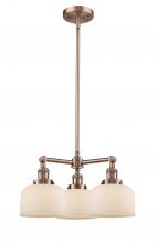  207-AC-G71-LED - Bell - 3 Light - 22 inch - Antique Copper - Stem Hung - Chandelier