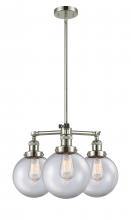  207-PN-G202-8-LED - Beacon - 3 Light - 22 inch - Polished Nickel - Stem Hung - Chandelier