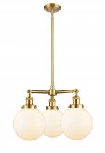  207-SG-G201-8 - Beacon - 3 Light - 22 inch - Satin Gold - Stem Hung - Chandelier