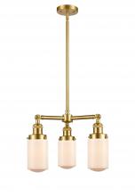  207-SG-G311-LED - Dover - 3 Light - 17 inch - Satin Gold - Stem Hung - Chandelier