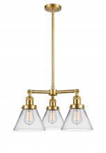  207-SG-G42-LED - Cone - 3 Light - 22 inch - Satin Gold - Stem Hung - Chandelier