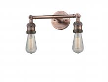  208-AC - Bare Bulb - 2 Light - 11 inch - Antique Copper - Bath Vanity Light