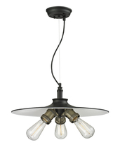  210-BBB - BARE BULB 3 LIGHT SPUN SHADE CHANDELIER