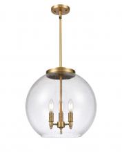  221-3S-BB-G124-16 - Athens - 3 Light - 16 inch - Brushed Brass - Cord hung - Pendant