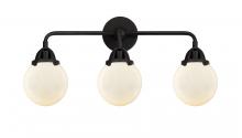  288-3W-BK-G201-6 - Beacon - 3 Light - 24 inch - Matte Black - Bath Vanity Light