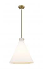 Innovations Lighting 410-1PL-BB-G411-18WH - Newton Cone - 1 Light - 18 inch - Brushed Brass - Cord hung - Pendant