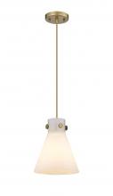  410-1PS-BB-G411-8WH - Newton Cone - 1 Light - 8 inch - Brushed Brass - Cord hung - Pendant
