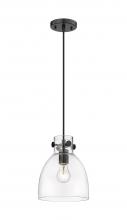  410-1PS-BK-G412-8CL - Newton Bell - 1 Light - 8 inch - Matte Black - Cord hung - Pendant